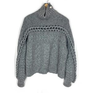 Opening Ceremony Chunky Sweater Gray Cable Knit Wool Oversized Turtleneck M